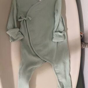 Janie and Jack Mint Green Ribbed Baby Onesie 3-6mo